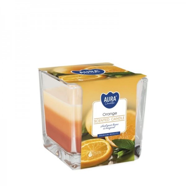 Tricolor Pomaranča - dekorativna sveča v kozarcu